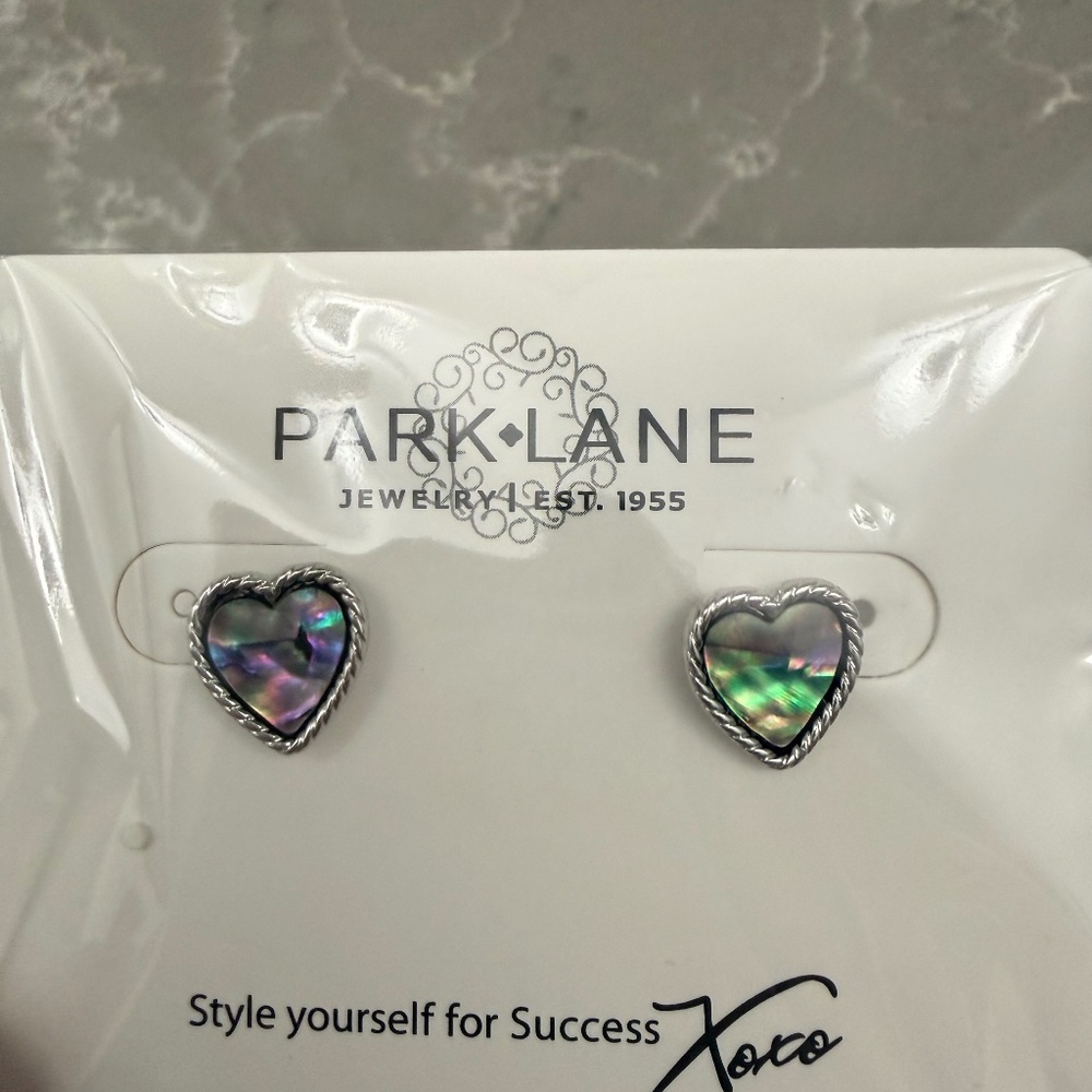 Brand new Park Lane Indigo abalone earrings silver